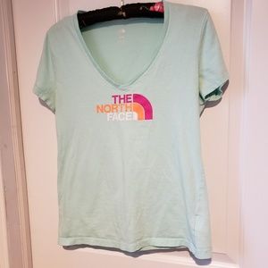 The North Face - Blue Short Sleeve V-Neck - Medium